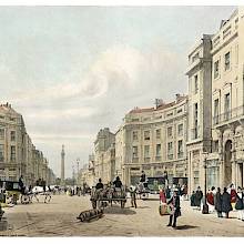View of Regent street looking toward Waterloo Place with the Duke of York Column in the distance