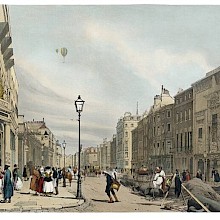 View of Piccadilly where it meets Old Bond Street as pipe laying work takes place on one side
