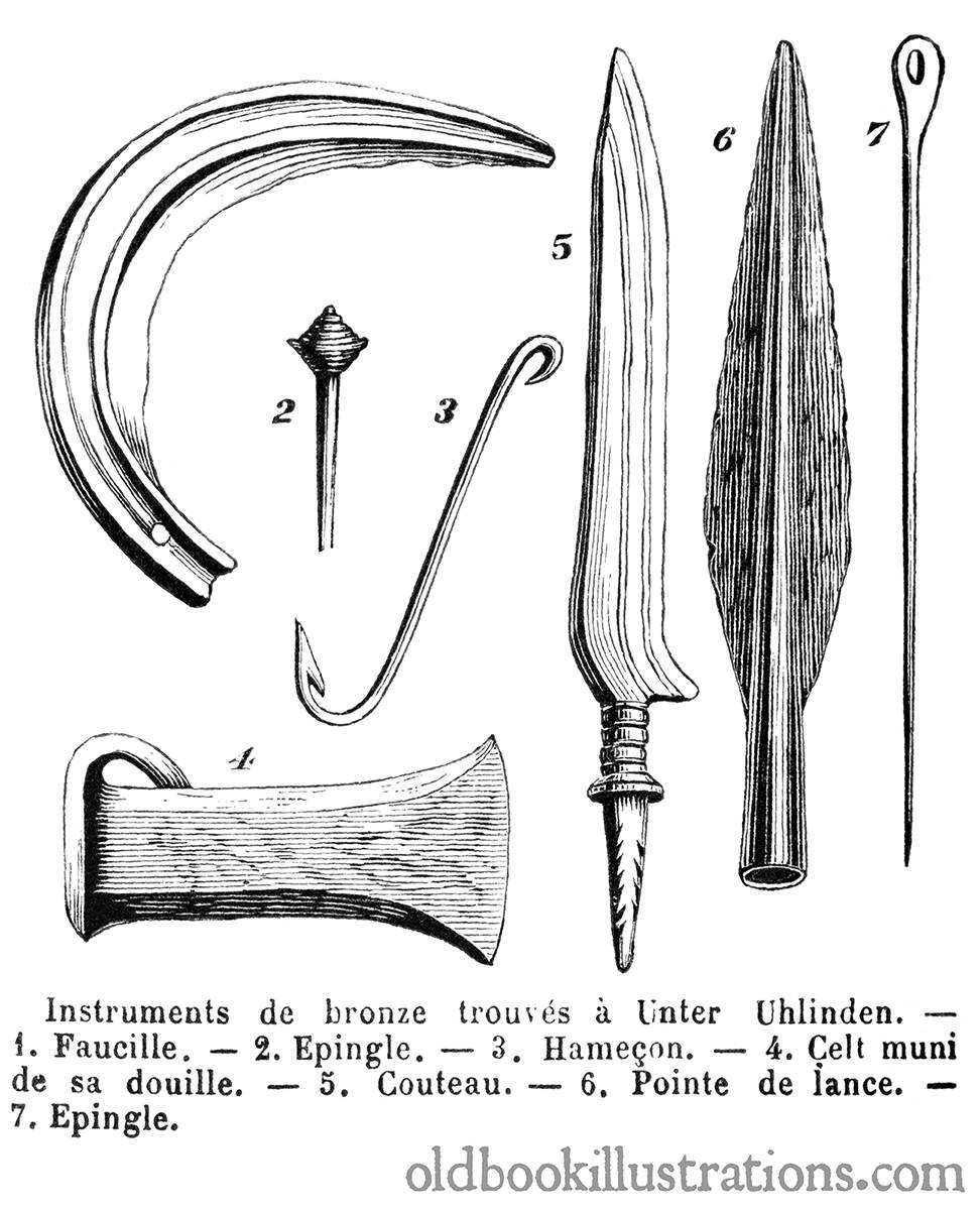Bronze Age Instruments Old Book Illustrations