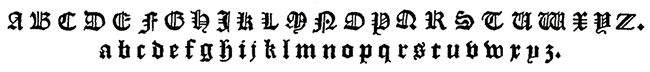 Black letter alphabet