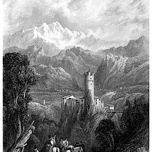 View of Burg Klamm, a rundown castle in Tyrol that stands in the Inn Valley