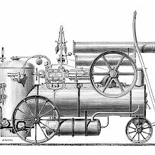 Side view of a portable steam engine built by the Cail Company
