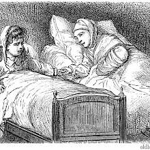 Children in bed holding hands