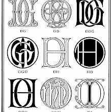 Plate showing nine ciphers combining the letter D with G, H, and I