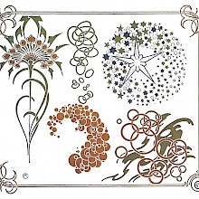 Color plate showing Art Nouveau ornaments inspired by dandelion flowers and leaves