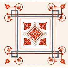 Color plate showing a square design combining geometric elements with scrolls and foliage