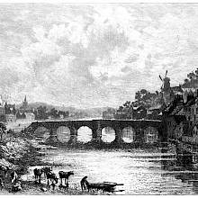 The Old Bridge, also known as Devorgilla Bridge, on the River Nith in Dumfries, Scotland
