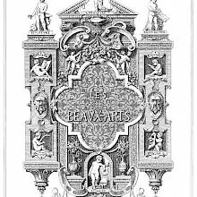 Decorative composition featuring allegories of the fine arts set within an architectural structure