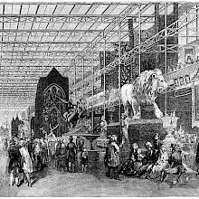 Perspective view of the foreign nave at the Great Exhibition of 1851 in Crystal Palace
