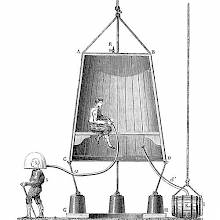 Cross section view of the wooden diving bell designed by Edmond Halley