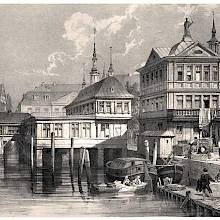 View of Hamburg and the old exchange from the canal in 1838