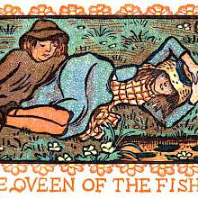 A girl lies in the grass on a riverbank as a boy is reclining at his side