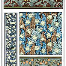 Art Nouveau ornamental patterns with lily of the valley design