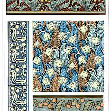 Art Nouveau ornamental patterns with lily of the valley design