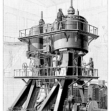 Perspective view of a compound steam engine of a design used in ocean steamers