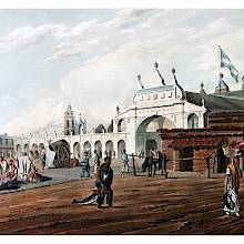 Marketplace of Buenos Aires with the fort, fish and poultry sellers, and passers-by.