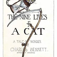 Front cover of The Nine Lives of a Cat showing a cat standing on a scythe