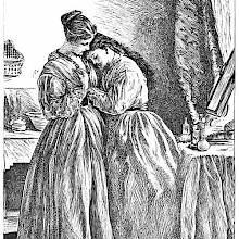 A young woman  rests her head on her stepsister’s shoulder