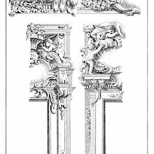 Plate showing designs for two Rococo doors and friezes decorated with putti, scrolls, etc.