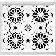 Pavement decoration showing geometric patterns and circular motifs