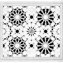Pavement decoration showing geometric patterns and circular motifs