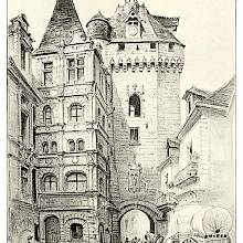 View of the Picois Gate and the town hall of Loches, located in the Indre-et-Loire department, France