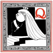 Queen Victoria is seen at the top of a stairway