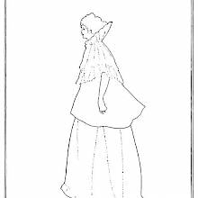 Full-length portrait of Gabrielle Réjane as seen from the side