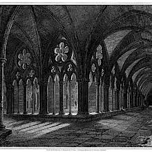 Perspective view of the cloister of Salisbury Cathedral as seen from the North-East