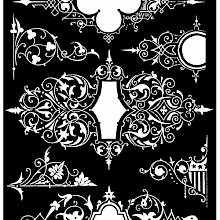 Plate featuring three decorative designs that include arabesque and interlacing patterns