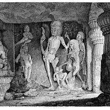 Group of figures carved on the walls of the Rameshwar Temple at the Ellora caves