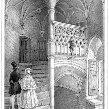 View of a spiral staircase topped by palm vaulting in the Logis Barrault, Angers