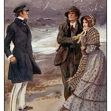 A couple stands on a windy beach, facing an angry man wearing a cap