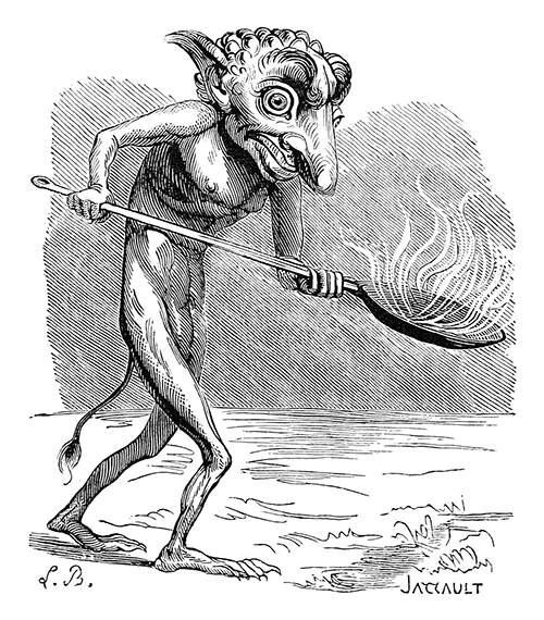 The demon Ukobach is said to be the inventor fireworks and usually depicted with a flaming body