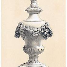 Terracotta Urn decorated with a heavy garland of fruit and flowers