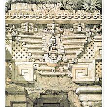 Mayan architectural decoration surmounting the main doorway of the Governor's Palace at Uxmal