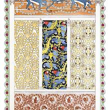 Plate showing wallpaper design with monkeys, parrots, and foliate motifs