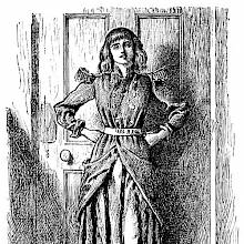 Portrait of a young woman in military coat