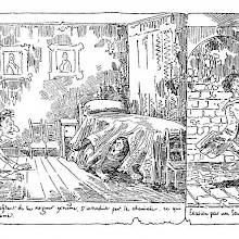 A man enters his beloved's bedroom through the chimney. The same pulls her out of an air duct