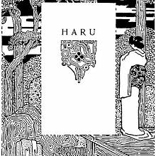 Title page of "Haru," showing a woman in traditional Japanese dress seen from behind