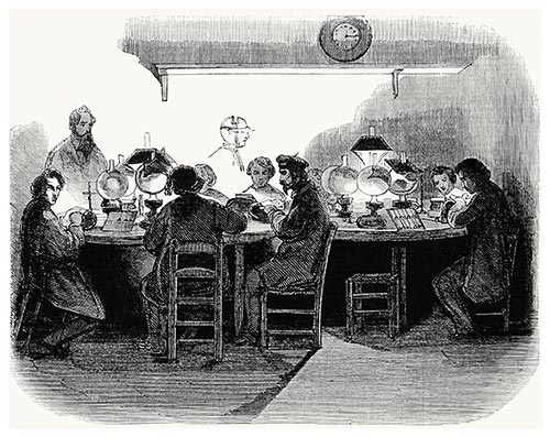 Engraving workshop at night
