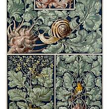 Ornamental plate showing four variations on kohlrabi leaves & roots in the Art Nouveau style