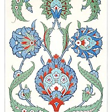 lithograph showing stylized foliage and floral elements designed as part of a larger decorative pattern