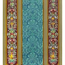 Chromolithograph of a wallpaper design featuring three compartments framed with gold detailing