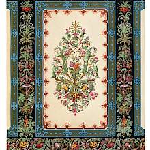 Chromolithograph of a wallpaper design featuring a central compartment with a colorful motif of foliage and flowers