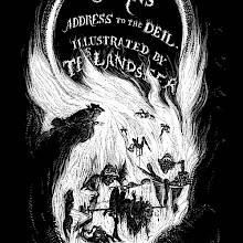 Illustrated title for An Address to the Deil showing a man peering into one of Hell's chambers