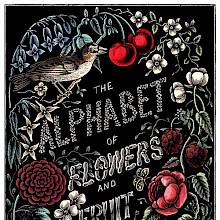 Title page illustration featuring a composition of leaves, fruit, against a black background