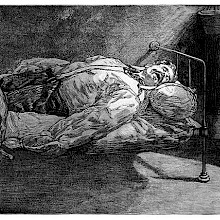 A man in a straitjacket is tied up to a bed as the sunlight hits his haggard face