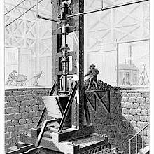 Stamp mill used to crush ore prior to extracting metal