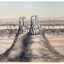The Cayuse Sisters, also known as Twin sisters, a basalt formation on the the Columbia River